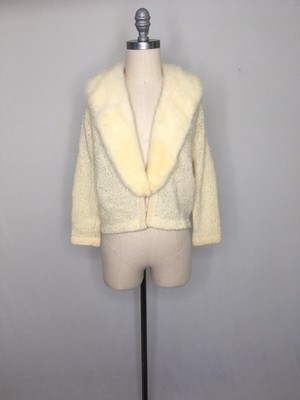 Vintage 50s Brownie White Mink Cardigan 