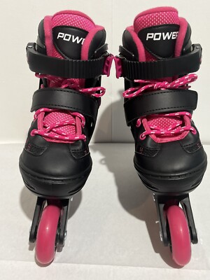 Power Inline Rollschuhe Skates UK 12-1,5 verstellbar Smyths Toys schwarz pink