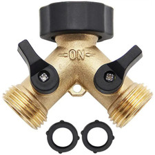 34 Solid Brass Double Two Way Tap Garden Connector Adaptor Hose Splitter 34 Solid Brass Double Two Way Tap Garden Connector Adaptor Hose Splitter