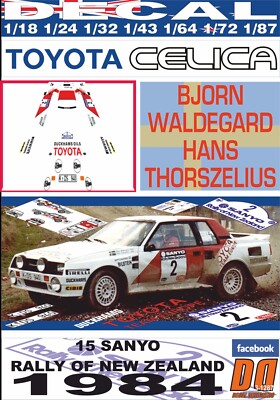 DECAL TOYOTA CELICA TWINCAM B.WALDEGARD R. NEW ZEALAND 1984 5th (01)