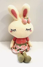 Cllayees Easter Plush Bunny Rabbit Pink Floral Dress Stuffed Soft Toy 20”