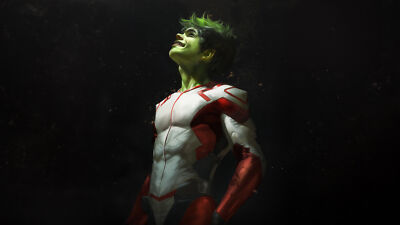 Superheroes beast boy superheroes art titans Stitched Gaming Mat Desk 2533