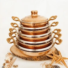 Copper Cookware Set, Copper Pan, Handcrafted Stew Pots, Copper Skillets,Saucepan