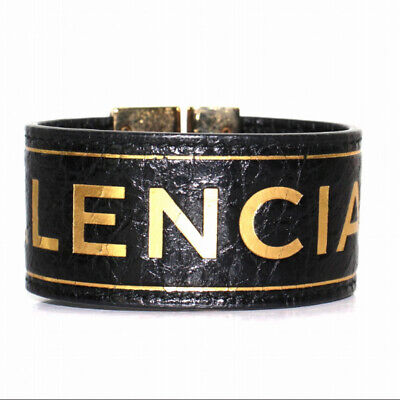 Balenciaga Bracelet Belt Leather Logo Black Gold Color BB Balenciaga Bracelet Belt Leather Logo Black Gold Color BB