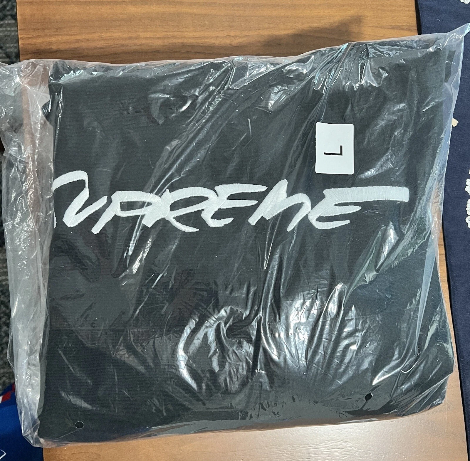 Felpa nera con cappuccio Supreme Future logo ricamato L felpe stile top