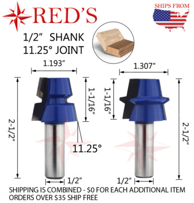 Tideway Carbide Pro WL1495 11.25 degree Lock Miter Set router bit 1/2'' shank