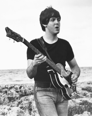 Paul McCartney As Paul in Help! Playing Guitar in Black T-Shirt