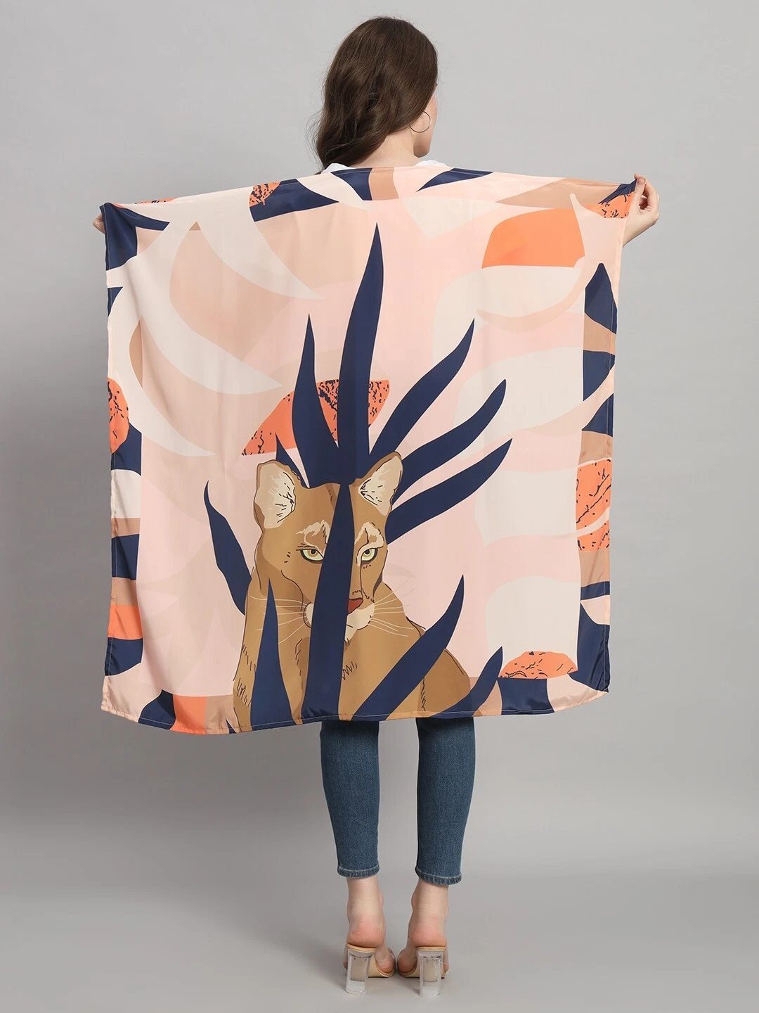 Square Satin Scarf Silk Feel Neckerchief Head Neck Wrap Lion Bandanna 40"x40"