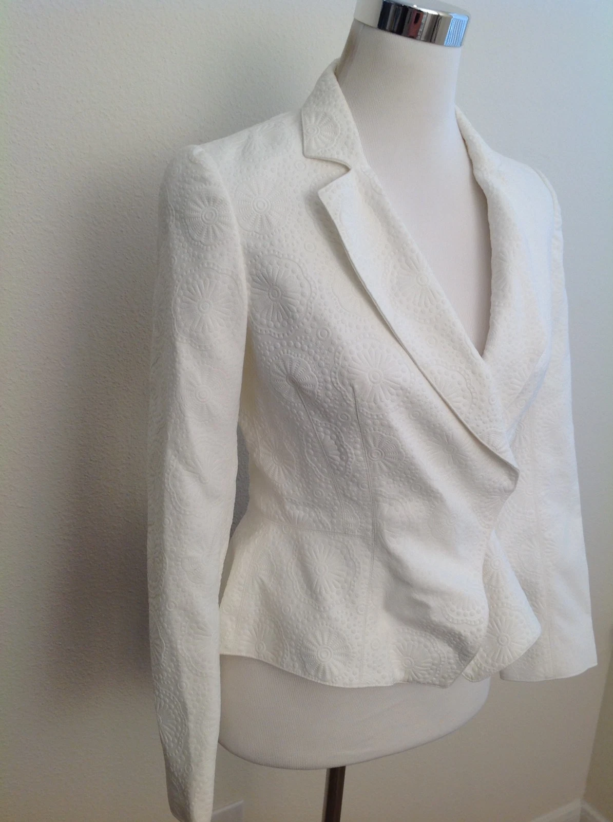 Giacca Alexander McQueen 40 bianca stampa peplo donna collo ala italiana