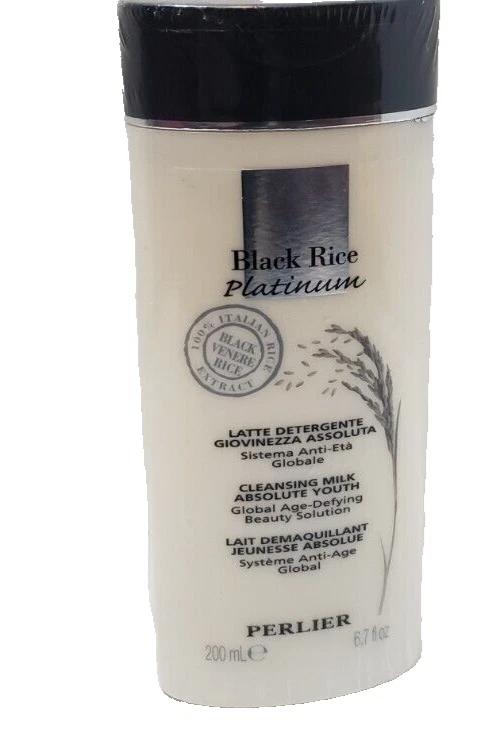 Limpiador facial juvenil leche limpiadora platino arroz negro Perlier 6,7 oz SELLADO Foto 3 de 4