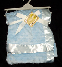 Baby Starters Blue Raised Minky Dot Baby Blanket Satin Trim NEW