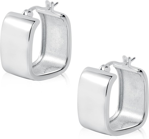 ALEXCRAFT Dicke Ohrringe Silber 925 Creolen Eckig Damen Geschenk für Frauen F... - Bild 2 von 9