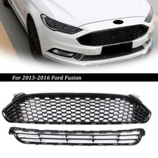 For Ford Fusion 2013-2016 Front Bumper Upper Lower Grille Grill Plastic Black