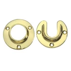 Polished Brass Closet Rod Flange Holder Socket Set 1-5/16" Tubing