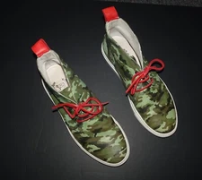 DEL TORO Leather Camouflage Print Mens Sz 10 High Top Shoes Made In Italy EUC