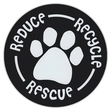 4.75" Round Pet Magnets: RESCUE DOGS | REDUCE, RECYLE | Cars, Trucks
