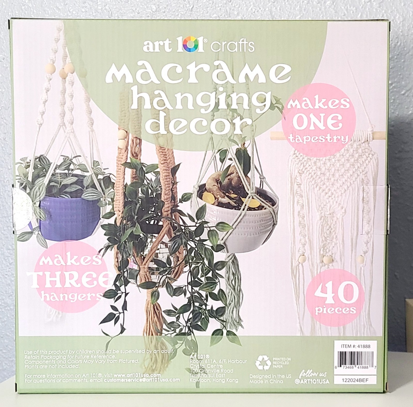 Art 101 Macrame Hanging Decor Plant Hangers & Tapestry Kit