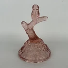 Fenton Pink Carnival Glass Owl on Branch Ring Holder Figurine