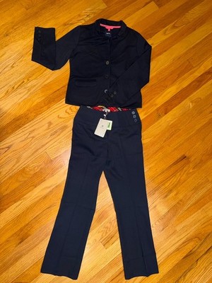 Girls Uniform Cotton Blazer (12) & Uniform Pants (10). Navy Blue.