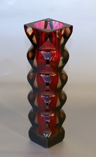 Böhmische Exbor Blockvase, Design Lipsky, signiert, H. ~25,5cm, ~1,9kg, ~Vintage