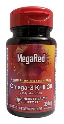 MegaRed Omega-3 Krill Oil  60ct soft gels,  350mg - exp- 09/2027