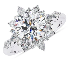 IGI 1.97 Ct Round, Marquise & Pear Cut Lab Grown Diamond Engagement Ring 14K WG