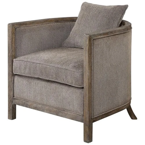 Uttermost Viaggio Contemporary Wood and Fabric Accent Chair in Gray - Picture 1 of 9