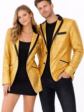 Gold Sequin Blazer with Black Trim - Men's Women  s Fashion Blazer