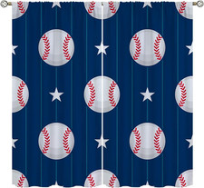 Baseball American Flag Blackout Curtains for Kids Room 84x84 Inch