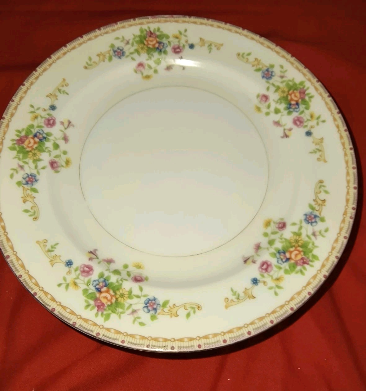 National China Patricia Set Of 6 Floral Gold Rim Dinner Plates 10