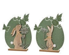 1 Statuina Decorativa con Coniglio e Fiore 22,5 cm Feltro Legno Decorazione Coniglio Pasqua e Primavera