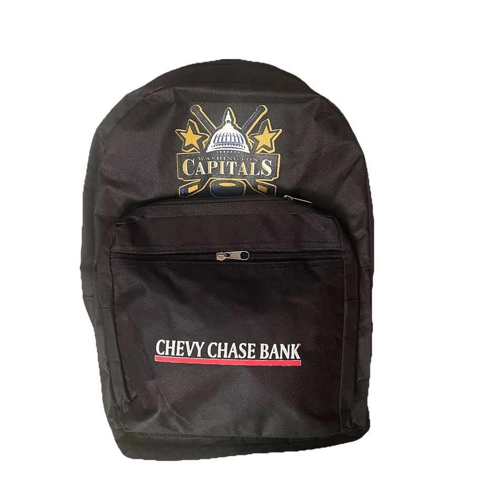 Mochila promocional vintage Washington Capitals Chevy Chase Bank bolsa de hóquei NHL rara - Imagem 2 de 4