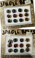 2 Vintage Christmas Jingle Bells 1/2” Multi Color- 12 Bells Display Made in USA