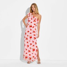 Women Ruffle One Shoulder Midi Bodycon Dress - Wild Fable Pink Floral