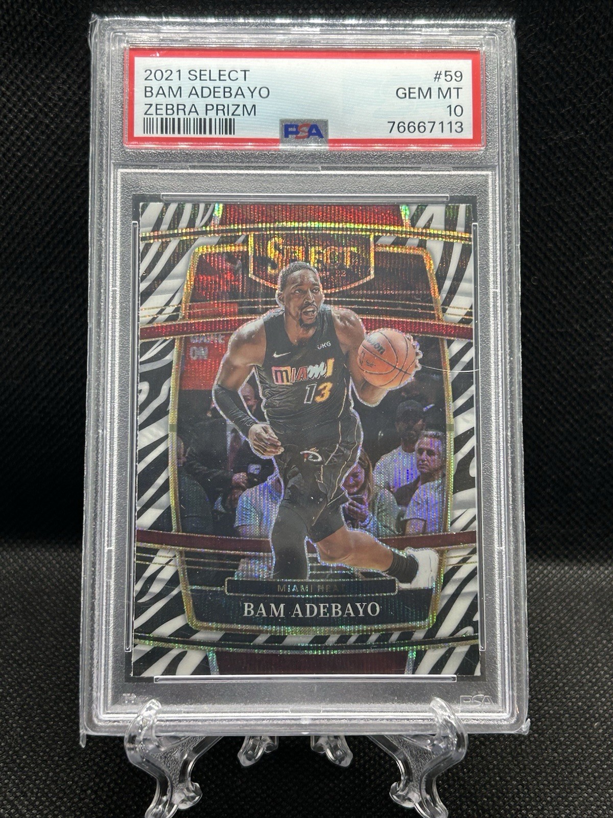 2021-22 Panini Select - Concourse Bam Adebayo #59 Zebra Prizm PSA 10 Gem 💎