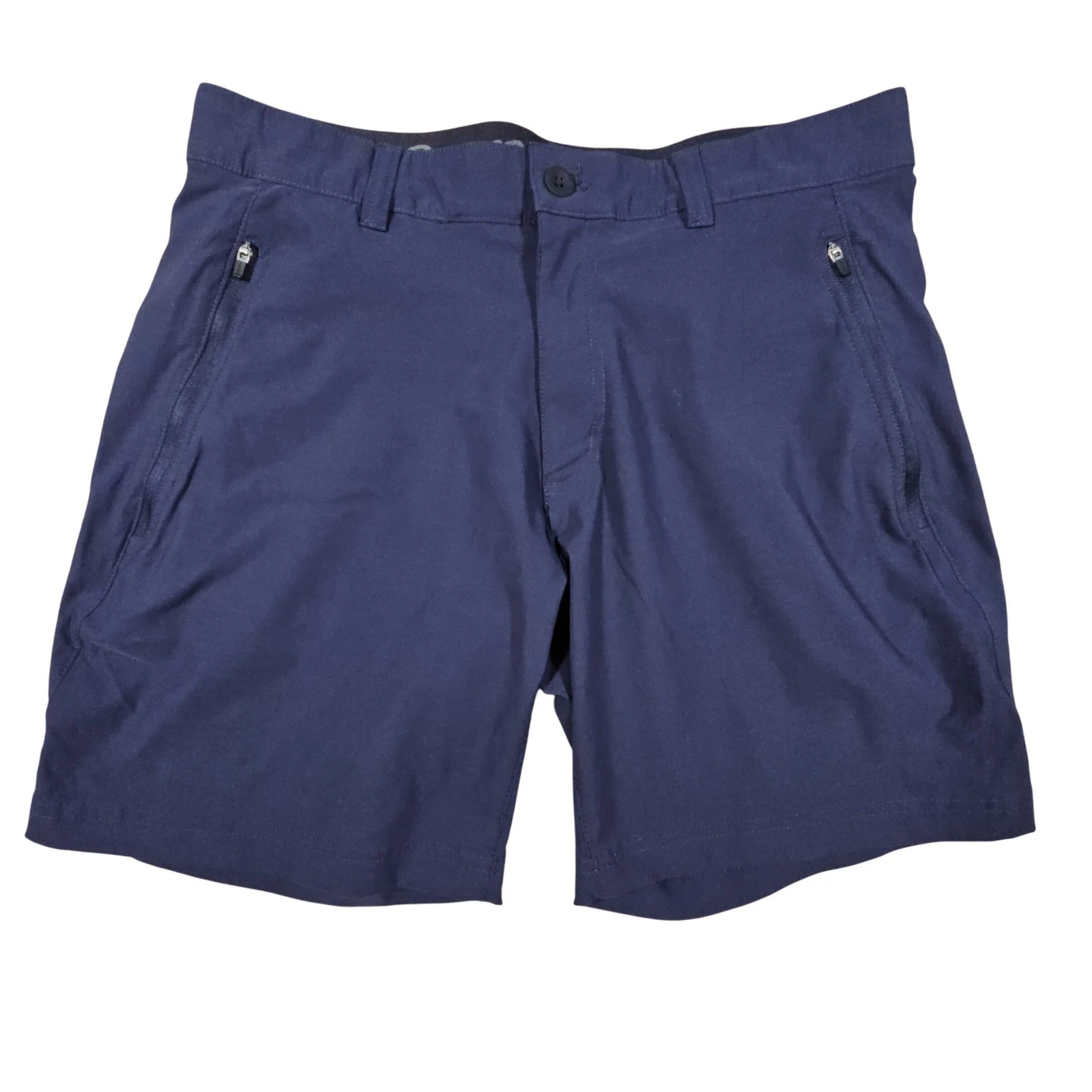 Eddie Bauer Mens Size 34 Navy Blue Performance Stretch Zip Pocket Shorts