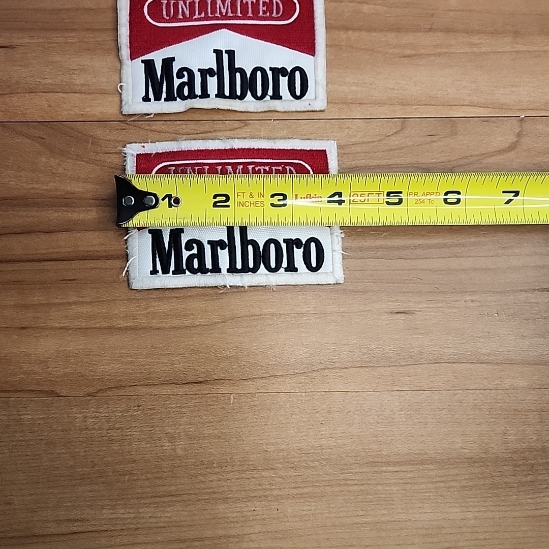 2 Vintage Marlboro Philip Morris Unlimited Cloth Motorcycle Embroidered Patch