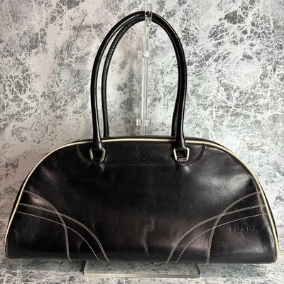 PRADA Y2K Archive Bowling Bag Leder Tasche Schwarz