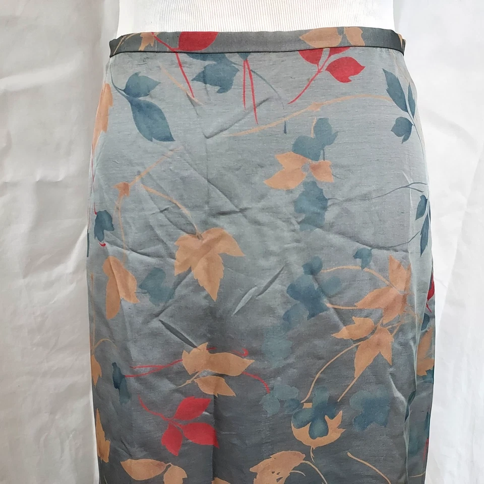 Oscar De La Renta Silk Skirt Womens Size 12 Flowy Floral A Line Knee Length NEW - Image 3 of 4