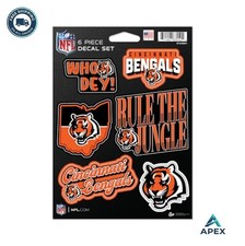 NFL Football Decal Set 6 Piece Vinyl Peel and Stick Cincinnati Bengals Car Decor