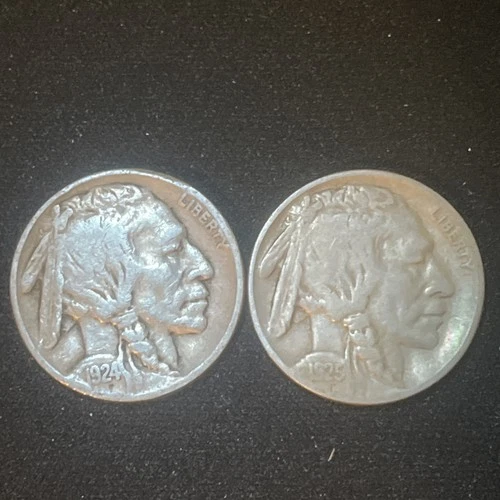 Lot of (2) Buffalo Nickels: 1924-P & 1925-P - VG & F+