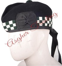 Scottish Handmade Military Traditional Kilt Cap - 100 Wool Glengarry Diced Hats