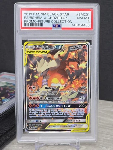 Pokemon Card TCG Reshiram & Charizard GX SM201 Black Star Promo 2019 PSA 8 NM