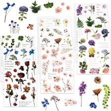 Habett 160 PCS Natural Flower Stickers for Scrapbooking, Transparent  Stickers
