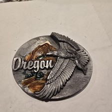 Vintage Siskiyou Belt Buckle, Eagle and Mountain over Oregon.