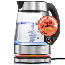 Speed-Boil Kettle For Coffee & Tea - 1.7L Water Boiler 1500W, Borosilicate Gl...