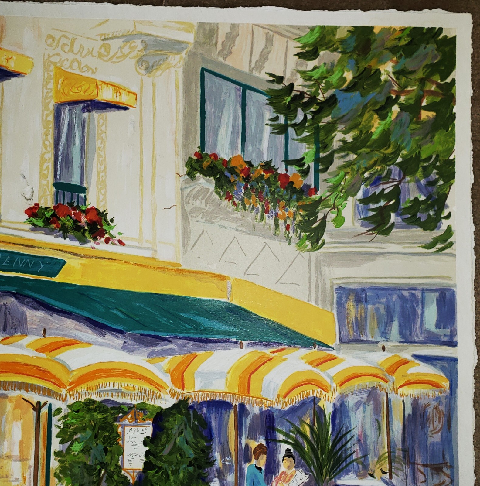 DOROTHY SPANGLER (b. 1928) Pencil SIGNED Cafe Scene Large Serigraph 66/350 WOW!