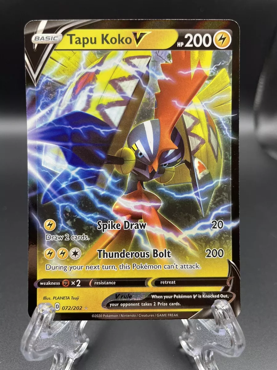 Tapu Koko V 072/202 Sword & Shield Base Set ULTRA RARE Pokemon Card NEAR  MINT