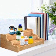 Spice Rack Kitchen Cabinet Organizer- 3 Tier Bamboo Expandable Display Shelf Bam