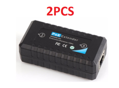 2x 1 Port 10/100M PoE Extender IEEE802.3af For Ethernet Security IP Camera